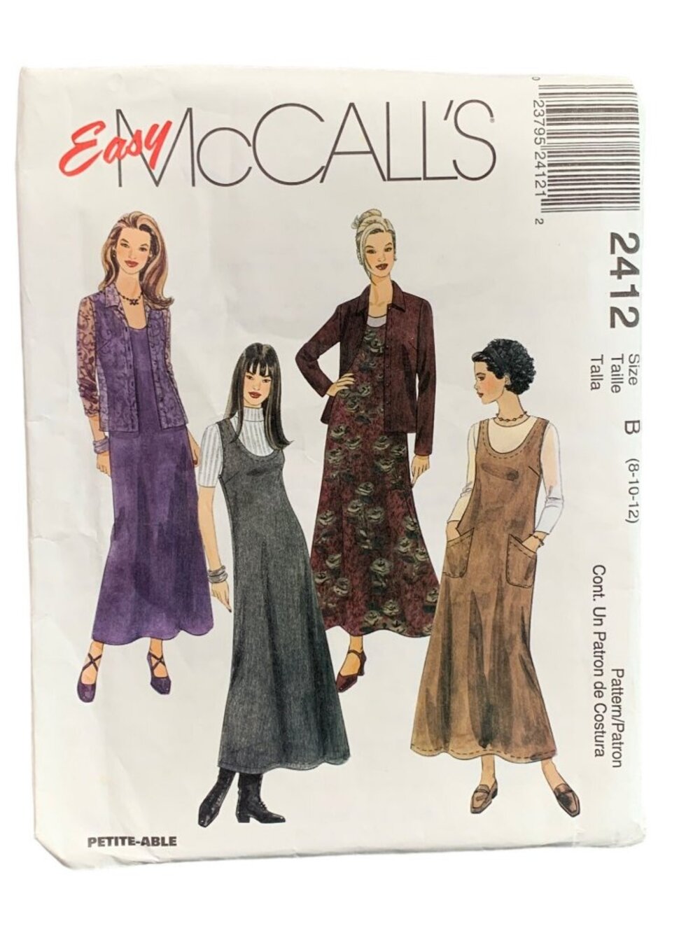 McCalls Womens Jumper Dress Shirt Jacket Pattern 2412 Size 8-10-12 Uncut